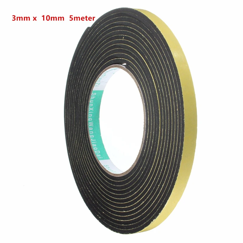 MTSPACE 5M 3x10mm Single Sided Adhesive Waterproof Weather Stripping Foam Sponge Rubber Strip Tape Door Seal Best Price