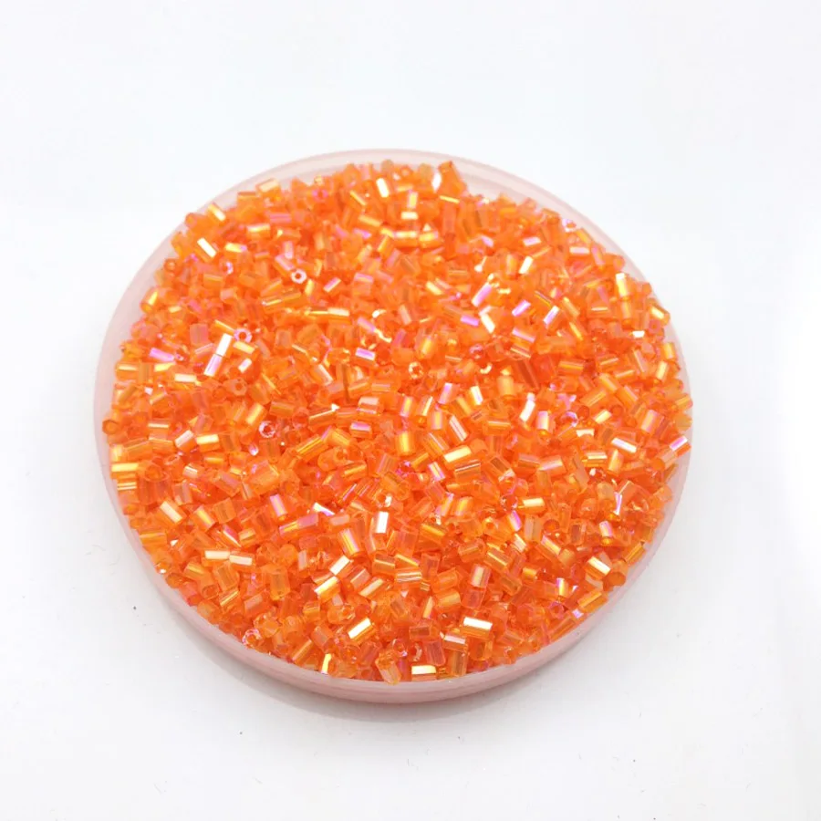 16g 1000X 2*3mm AB Orange Colorful Transparent Tube Loose Spacer Beads Cezch Glass Seed Beads Handmade Jewelry DIY Garment Bead