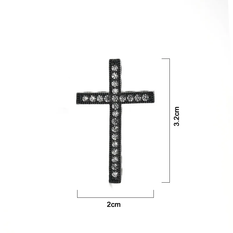 Jewelry Material Gold-Color CZ Brass Metal Micro Pave Cubic Zirconia Jesus Cross Beads For Jewelry Making Accessories BC-1