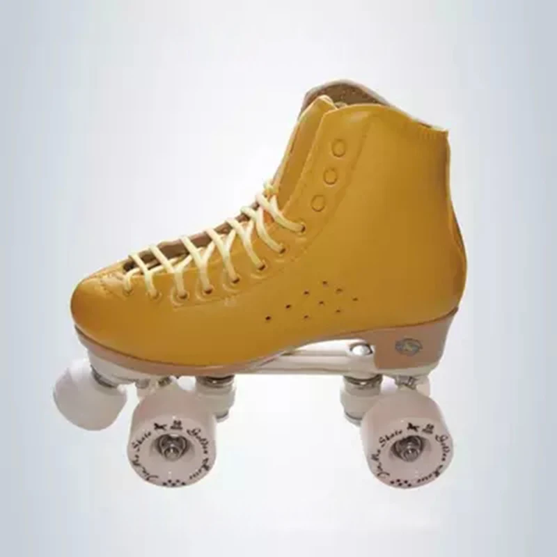 Chaussures de patins à roulettes à deux lignes pour enfants et adultes, baskets à roulettes doubles, 4 roues en PU, cuir de vachette, unisexe, IB47