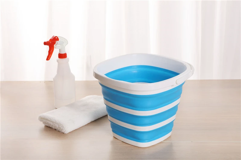 Silicone Bucket for Fishing Promotion Folding Bucket Car Wash Outdoor Fishing Supplies Square 10L Bathroom Kitchen Camp Bucket