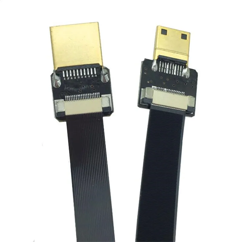 FPV HDMI-compatible A Male to Mini HDMI-compatible Type C Male HDTV FPC Flat Cable for Multicopter Aerial Photography 5cm-80cm