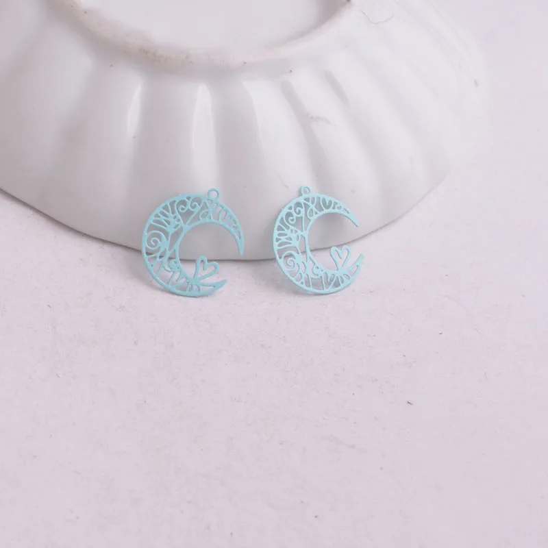100 Stück AC2806 10mm*12mm Mond-Anhänger, Mond- und Herz-Motive, Kleine Schmuckteile, DIY-Schmuckzubehör – Detail 8