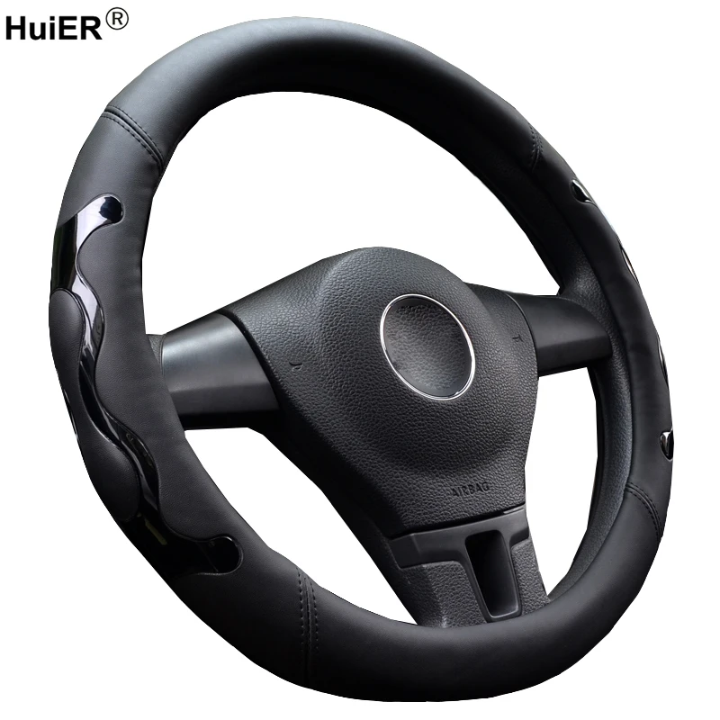 HuiER Universal Car Steering Wheel Cover 5 Colors  Artificial Leather Rubber Inner Ring Fashion Car Styling Auto Car Protector