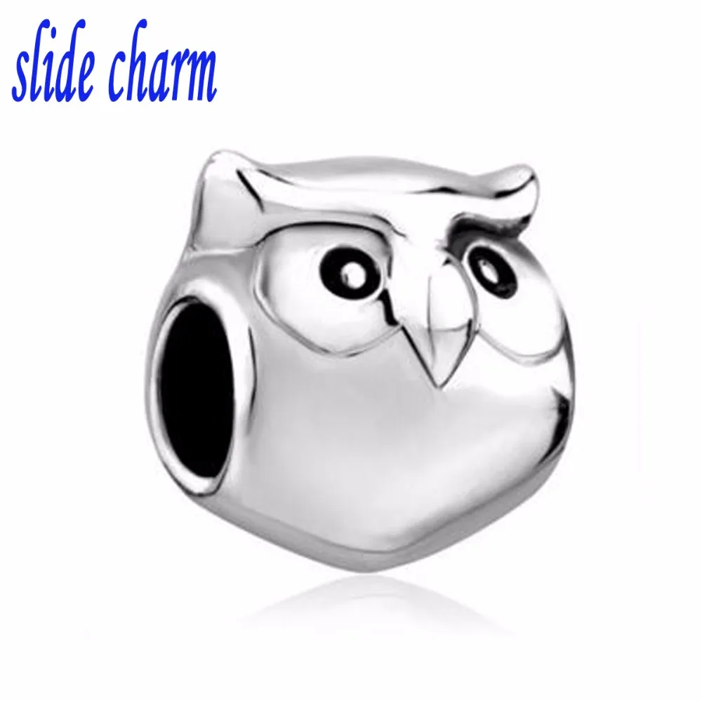 slide charm exquisite owl head charm bead fit Pandora bracelet mother lover Christmas gift