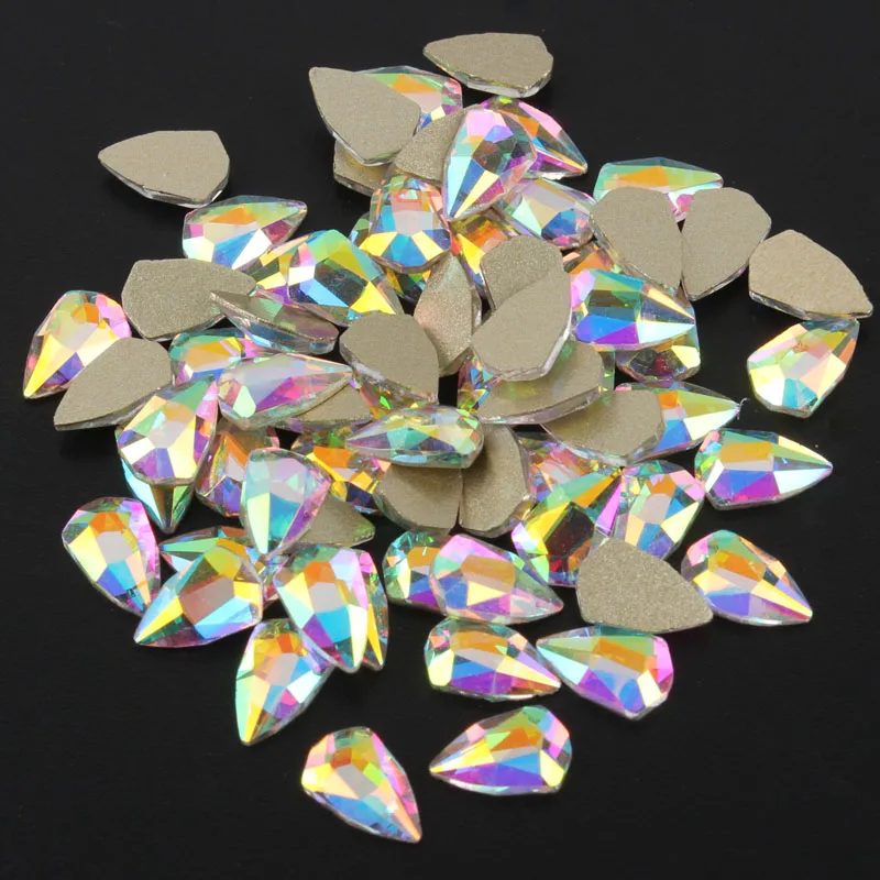 30pcs Crystal AB 3D Flatback Glass Nail Art Rhinestones Fancy Shaped Crystals Stones for DIY Nails Art Decorations