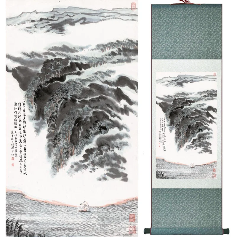 landscape  painting  Home Office Decoration Chinese scroll painting mountain and River paintingPrinted painting060503