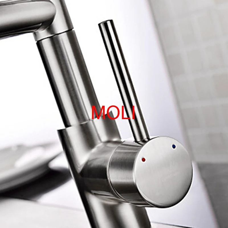 Solid Brass Nickel Brushed Kitchen Faucet Deck Mounted Pull Down Torneiras With Two Spray Led Light Water Tap ML9023