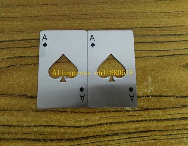 50pcs/lot DHL Fedex Free Shipping Hot Sale A Poker Playing Card Ace of Spades Bar Tool Soda Beer Bottle Cap Opener Favor