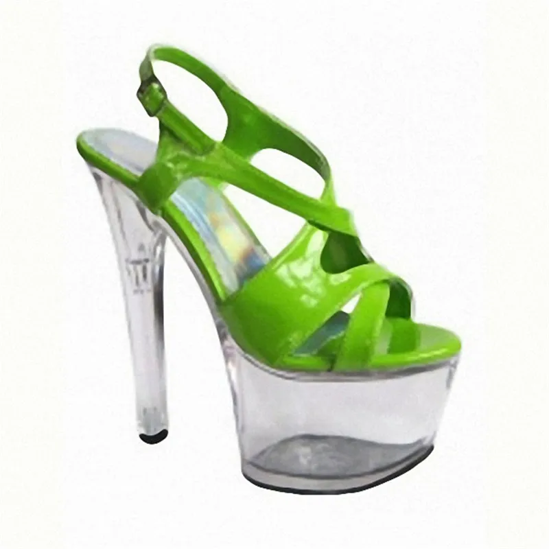 

17cm high heels Ultra slim with thick bottom crystal sandals Pictures show the shoes wholesale fashion women's sandals