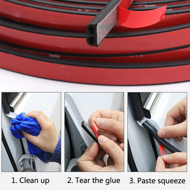 Car Sticker Car Door Seal Strips Shape B Weatherstrip Rubber Seals Sound Insulation Sealing Automobiles Interior Accessories
