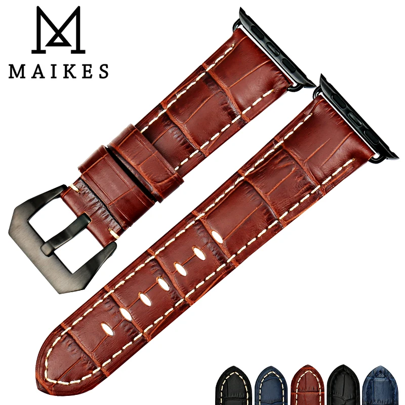 

MAIKES Watch Strap Replacement For Apple watch band 49mm 44mm 40mm 42mm 38mm Series 8 7 6 4 3 2 1 iWatch Cow Leather Watchband