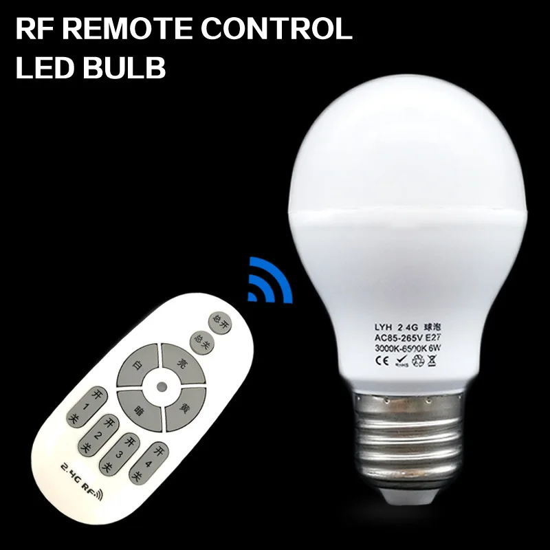 Smart Wireless Remote LED Bulb Stepless Dimming Color Temperature Bulb Wide Voltage 2.4GLED Remote Control Lighting