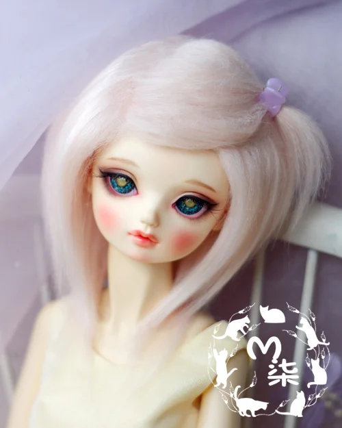 New 1/3 22-23cm 20-21cm 1/4 18-19cm 1/6 16-17cm  Smoke Pink Long Plush fabric Wig BJD SD MSD YOSD Doll Wig