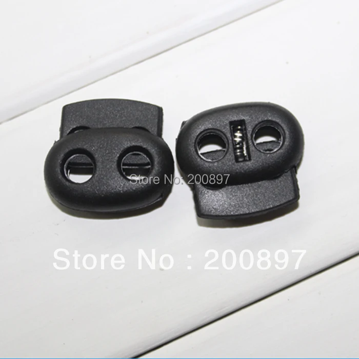 2014 rushed new plastic lock free shipping,new black cord stopper nylon 2 holes 5mm 100pcs/lot garment accessories