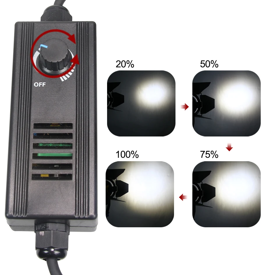 ALUMOTECH Daylight 20W LED Fresnel Lens Spot Continuous Lamp For Film Camera Video Studio Photography Light With 3200K Color Gel