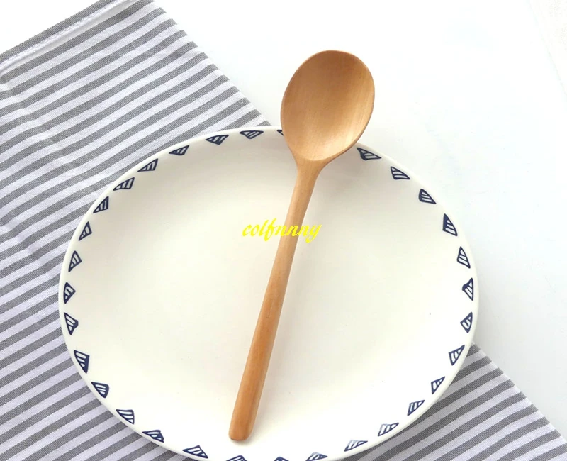 

500pcs/lot 23.5*4cm Natural Wooden Spoon Eco-Friendly Tableware Wood Dining Soup Tea Honey Coffee Spoon Kitchen Accessories