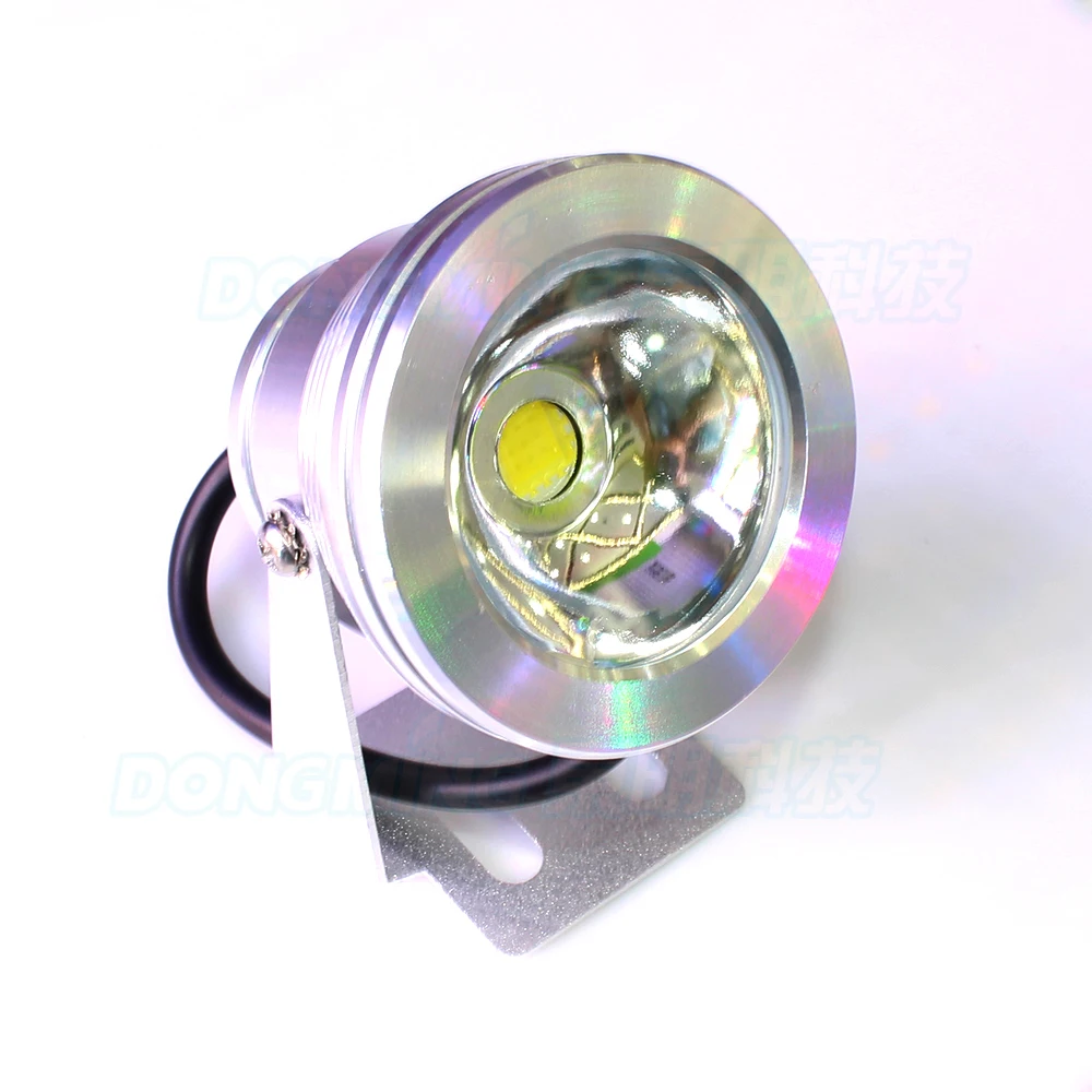 10pcs Silver cover AC85-265V flat lens underwater led lamp white/warm white underwater led lights 10W led underwater pool light