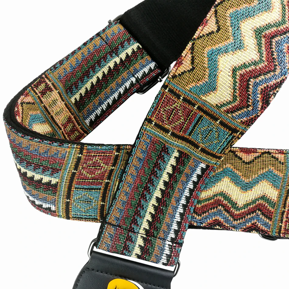 Neuer hochwertiger Baumwoll-Gitarrengurt, Akustikgitarrengurt, E-Bass-Gitarrengurt, verstellbare Länge, verbreitert 6,2 cm – Detail 5