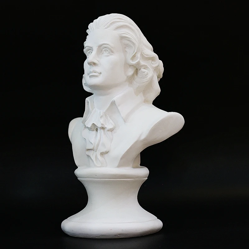 Musician Mozart Head Ornament Resin Figure Sculpture Art Room Home Decor Character Sketch Drawing Prop Personage Statuette