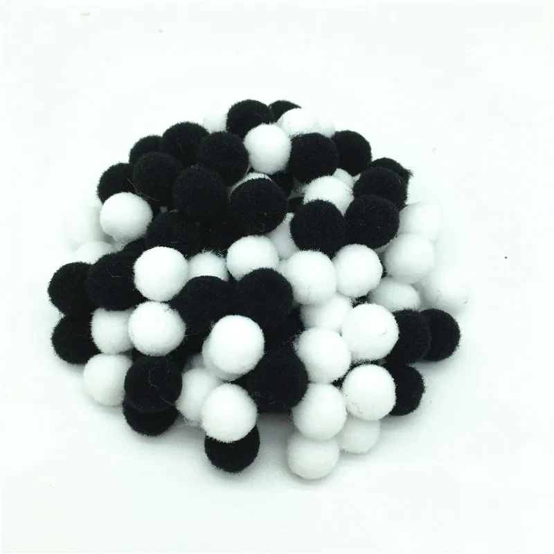 20g/lot Mix Black White Color Pompom Fur Craft DIY Soft Pom Poms Wedding Decoration/Sewing On Cloth Accessories from 8mm to 30mm