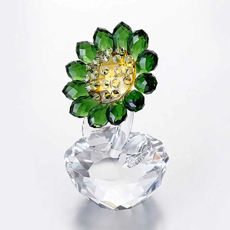 1 Pcs Crystal Sunflower Miniature Figurine Handmade Flower Crystal Craft Glass Home Decor Chrismas Gift Ornament Souvenir