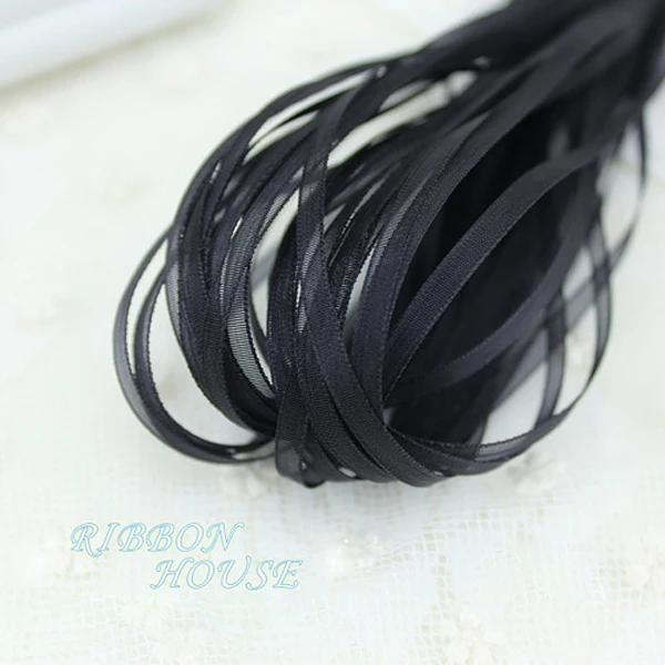 (40 meters/lot) 1/8\'\' (3mm) Black Organza ribbons Wholesale gift wrapping Christmas ribbons