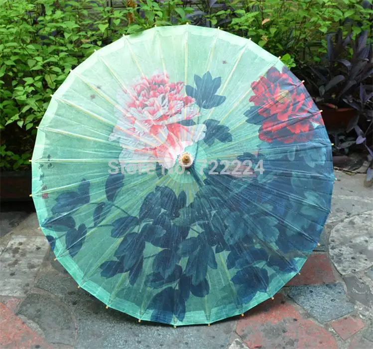 Free shipping chinese craft classical blue background peony painting oiled paper umbrella decoration gift dace props umbrella