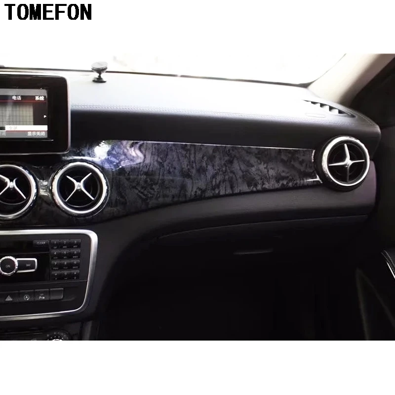 TOMEFON For Benz GLA 2015 2016 2017 Black Wood Paint Style Front Middle Air Vent Console Left Hand Drive Cover Frame Trim