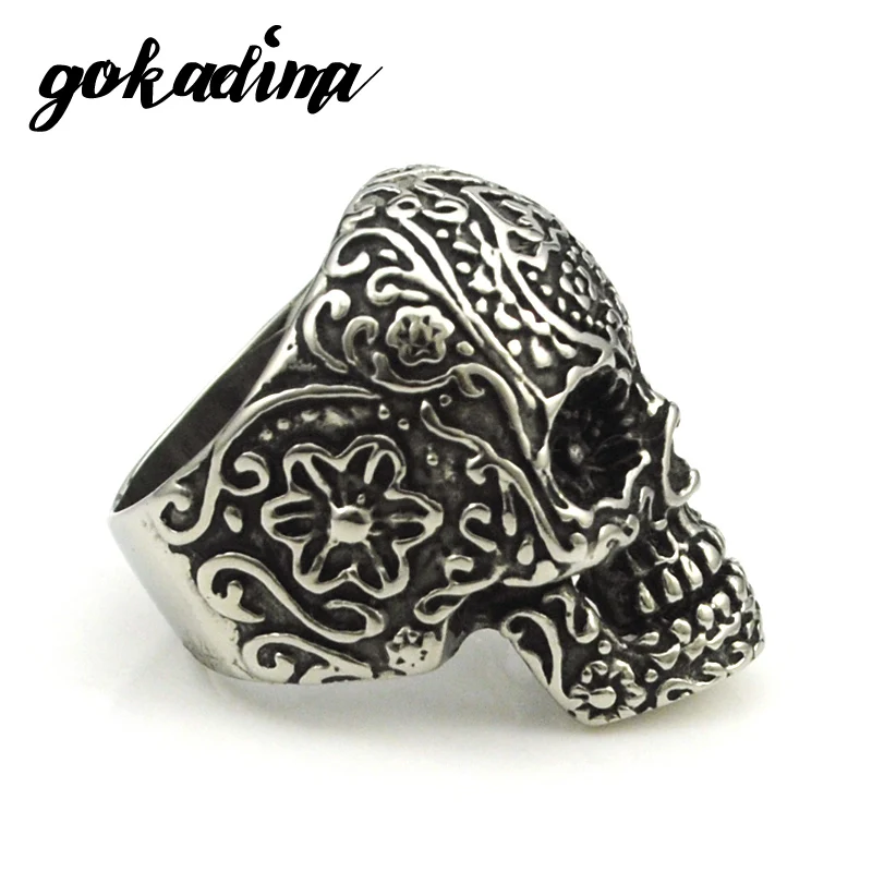 GOKADIMA Fashion Stainless Steel Rings Men Jewellery, Gothic Style Jewelry, Rock PUNK, Biker Skull Ring 2021,WR065