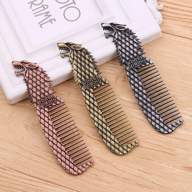 Movie Series Hair Comb Badge Design Wolf Head Comb Hair Accessories Comb Badge Design House Stark Escova De Cabelo