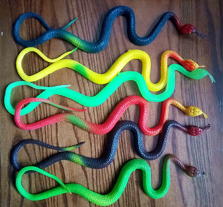 6pcs/lot 35cm Simulation Snake Rubber Fake Funny April Fool Joke Funny Gags Trick Toys Halloween Prank Prop for Decor