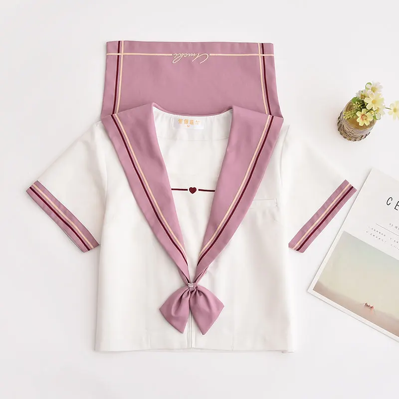 Japanese high-end sailor suit soft sister middle school pleated skirt college wind class suit unqualified girl pink jk uniforms