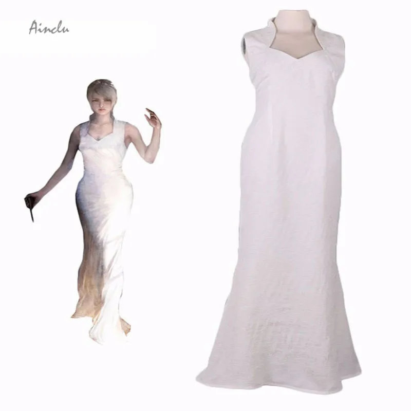 

Ainclu Free Shipping Final Fantasy Lunafreya Nox Fleuret Costume Cosplay White Brands Evening Dress