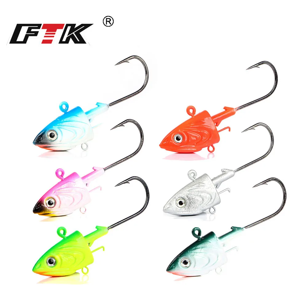 FTK 2PCS Jig Head Fishing Hook 40g 55g 80g Jigging Hook For Soft Shad Lure Sea Bait Lure Fishing Tackle