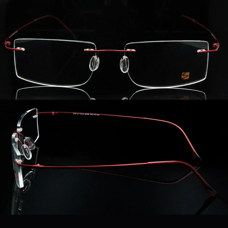 ESNBIE Computer Rimless Titanium Glasses Frame men Memory Eyeglass Frames 7 Colors Square Shape Prescription Eyewear