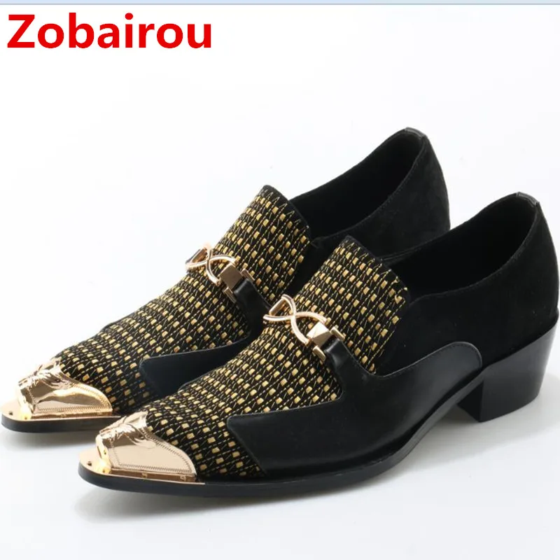 

Zobairou sapato social oxford shoes for men genuine leather gold dress shoes men flats spiked loafers wedding shoes