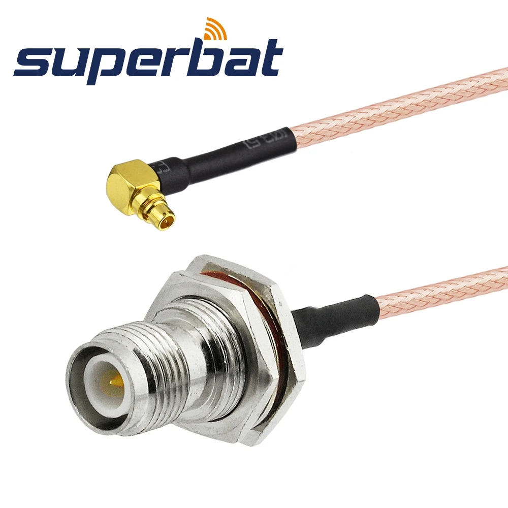 Superbat RP-TNC Jack (Male Pin) to MMCX Plug Right Angle Pigtail Cable RG316 15cm for Wireless Network Communication