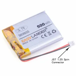 053035 3.7V 500mAh Rechargeable  Li Polymer Li-ion Battery For Bluetooth Headset GPS PSP navigation MP3 MP4 MP5 DVR 503035