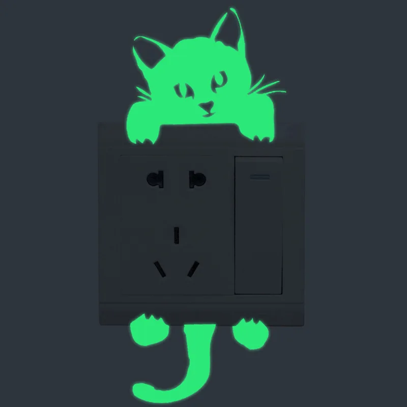 

Luminous Cute Cat Switch Sticker For Room Switch Decoration Wall Decals Waterproof Removable Glow In The Dark Home Decor Mural