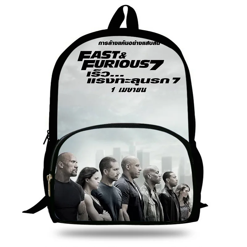 Fast Furious 7&8 design Backpack Children Characters Print School Bags For Teenage School Backpacks Kids Daily Bag For mens boys