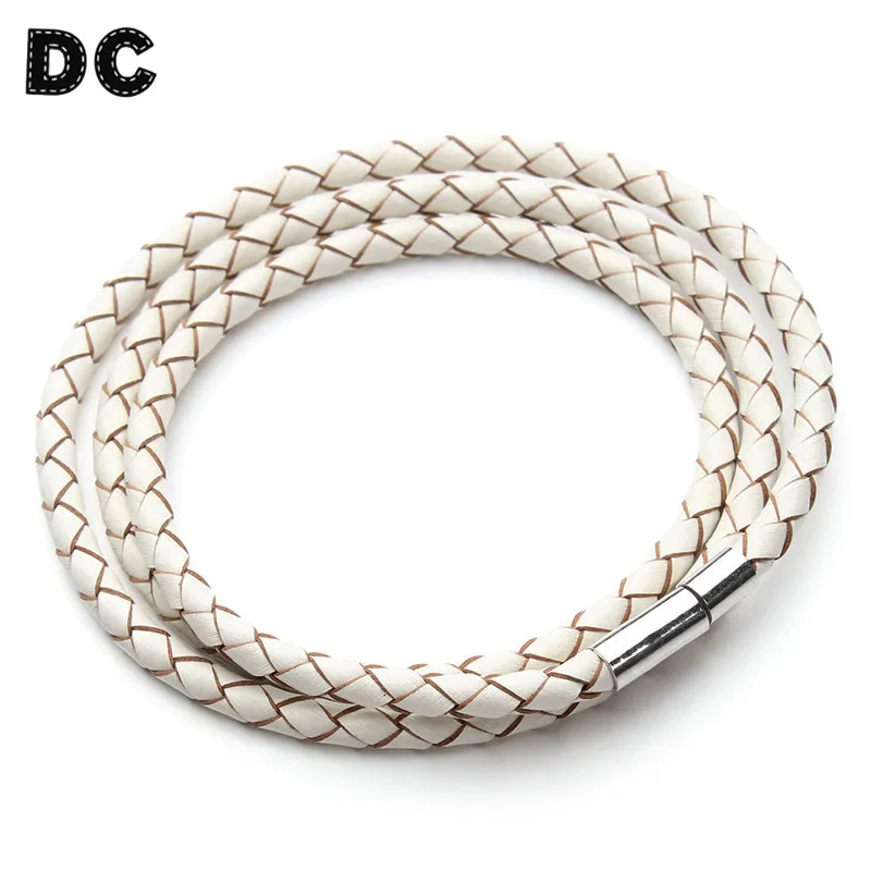 Fashion Black Brown Braid 100% Genuine Leather Bangle Bracelets Cord Wrap with Magnetic Clasp for Men Women Friendship Jewelry