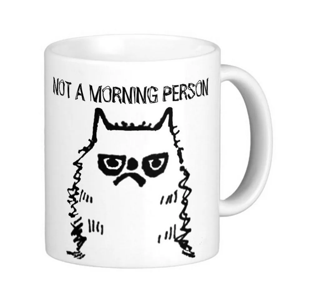 Funny Cat  Not a morning person White Coffee Mugs Tea Mug Customize Gift By LVSURE Ceramic Mug Travel Coffee Mugs