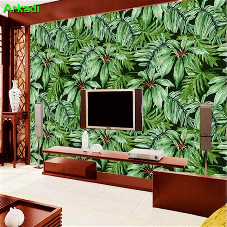 3d custom mural tropical rainforest plant green banana leaf background wall photo bedroom TV stereo wallpaper decoration