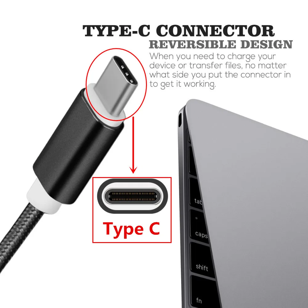 USB نوع C سريع شحن usb النايلون جديلة الحبل ل Xiaomi مي a1 5/5s هواوي p10 p20 زميله 10 لايت axon pro 7 النوبة z11/البسيطة s lg