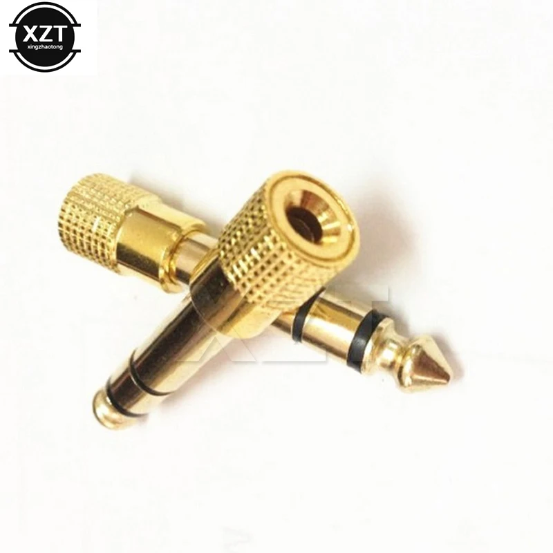 1Pcs 6.5mm 3.5mm Jack Plus Stereo Music Headphone Male to Female 6.5 3.5 Gold Adapter new high quality