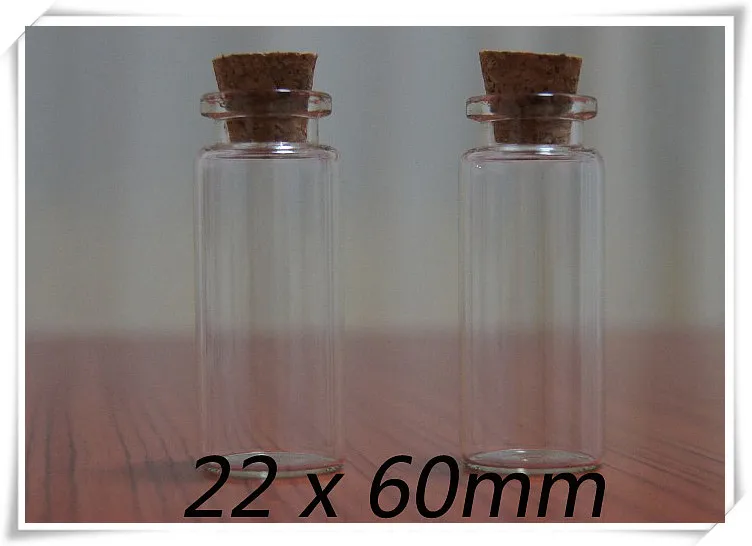 factory wholesale 100 pcs/lot 14 ml Empty Clear Glass Wishing Bottles,14ml  Vials With Cork Fit Jewelry Beads Packing 22*60 mm