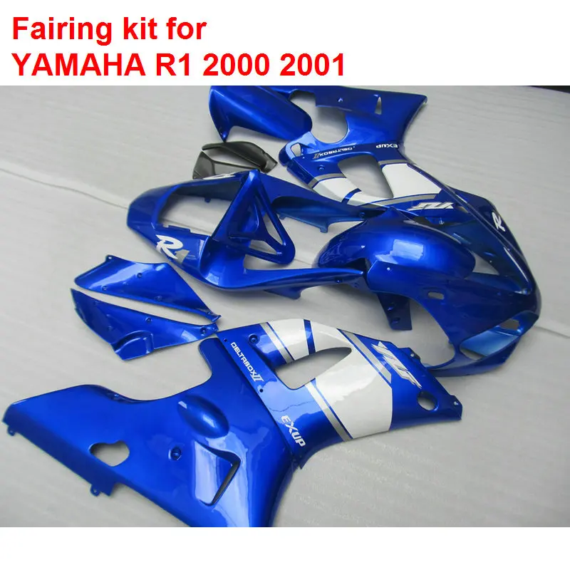 ABS plastic fairings for Yamaha YZF R1 2000 2001 blue white black bodywork parts fairings set R1 00 01 BA59