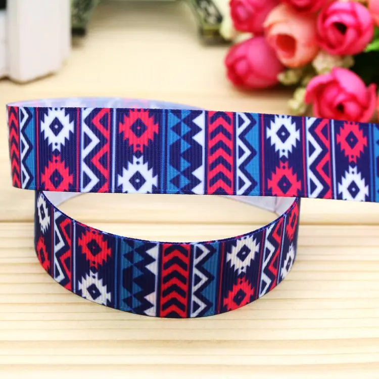 7/8''  aztec printed grosgrain ribbon hair bow headwear party decoration wholesale OEM 22mm H4944