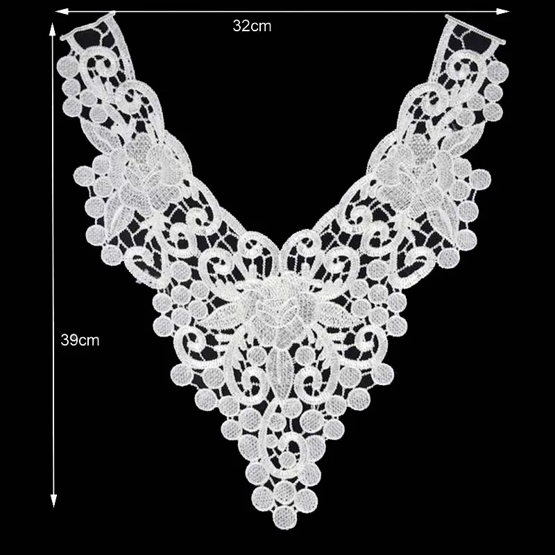 1Pc Black White Embroidered Fabric Flower Venise Lace Sewing Applique Lace Collar Neckline Collar Applique Accessories BW047